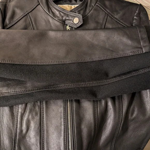 Michael Kors black leather jacket women size large - Picture 5 of 8
